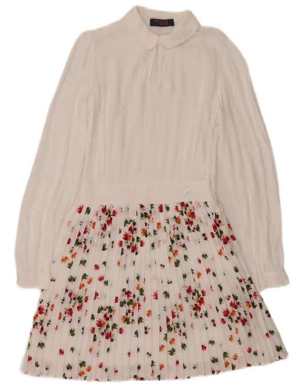 Trussardi Jeans Rochie A-Line cu mânecă lungă pentru femei IT 40 Small White Floral
