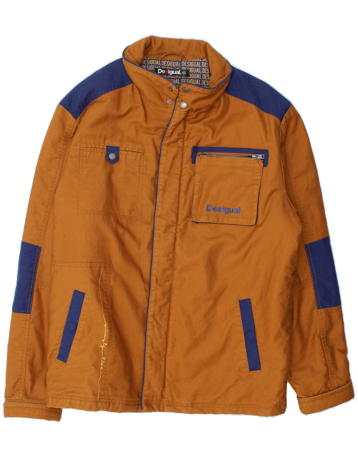 DESIGUAL Mens Utility Jacket UK 44 2XL Brown Colourblock Vintage Desigual and Second-Hand Desigual from Messina Hembry 