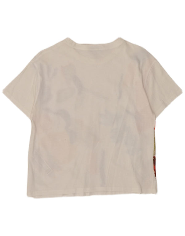 Tricou cu grafică Zara pentru femei Top UK 10 Small White Floral Bumbac