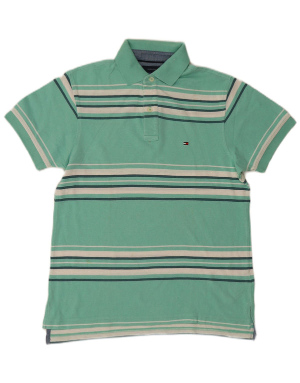 Tricou polo pentru bărbați Tommy Hilfiger XS bumbac cu dungi turcoaz