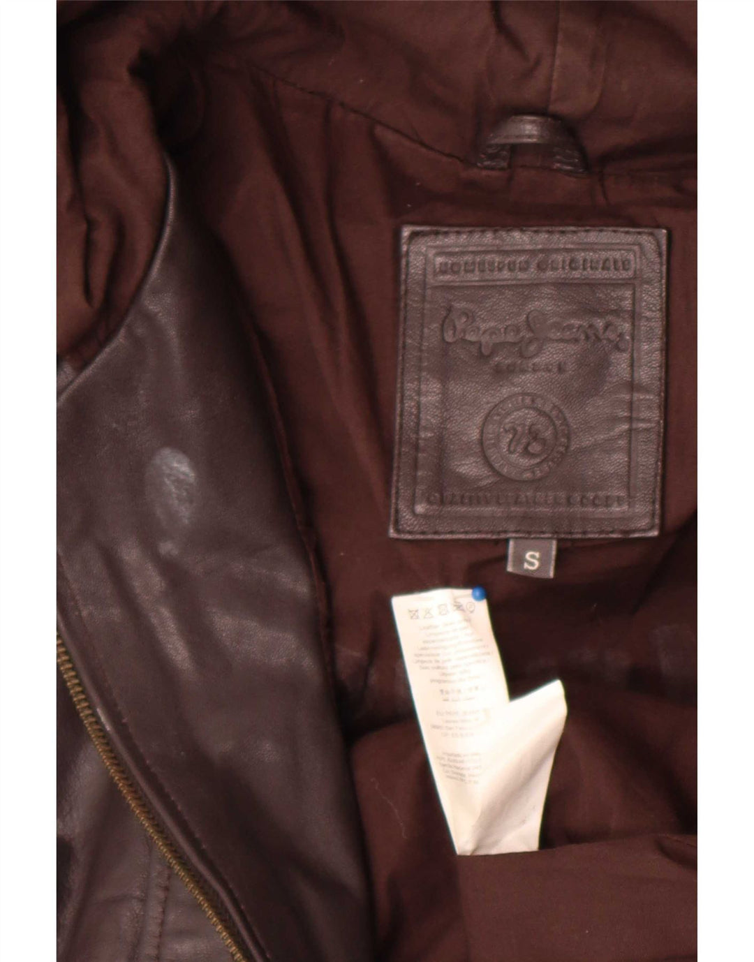 Jachetă de piele cu glugă pentru bărbați PEPE Jeans UK 36 Maro mic