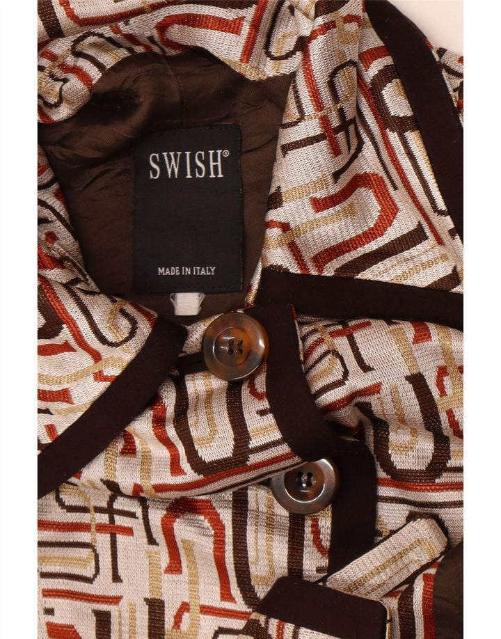 Sacou Swish pentru femei cu 5 nasturi, UK 14 Medium Bej Geometric