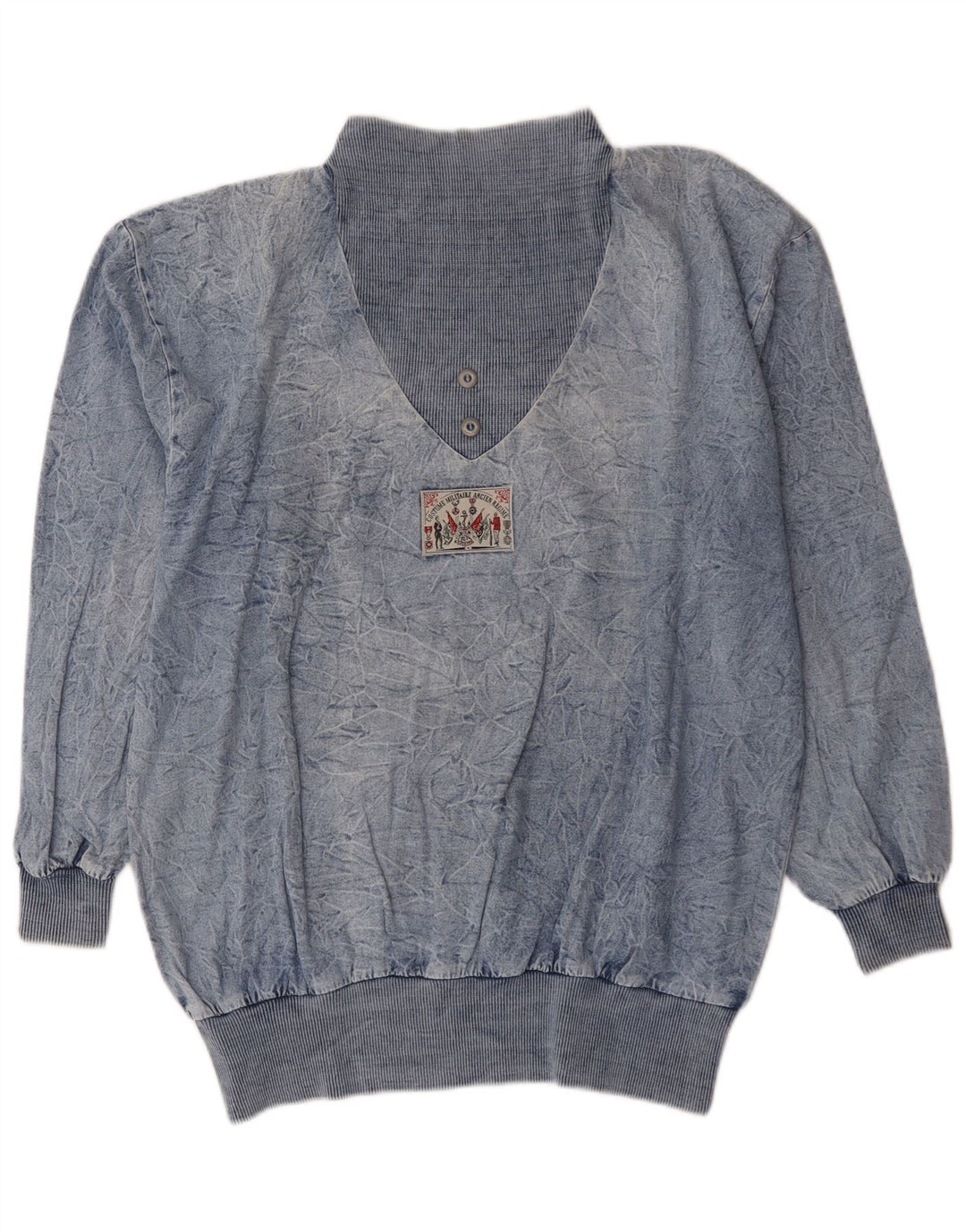 Pulover de hanorac supradimensionat vintage pentru femei EU 44 XL Bumbac albastru