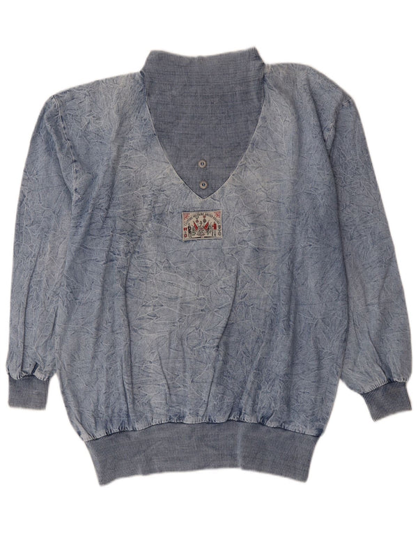Pulover de hanorac supradimensionat vintage pentru femei EU 44 XL Bumbac albastru