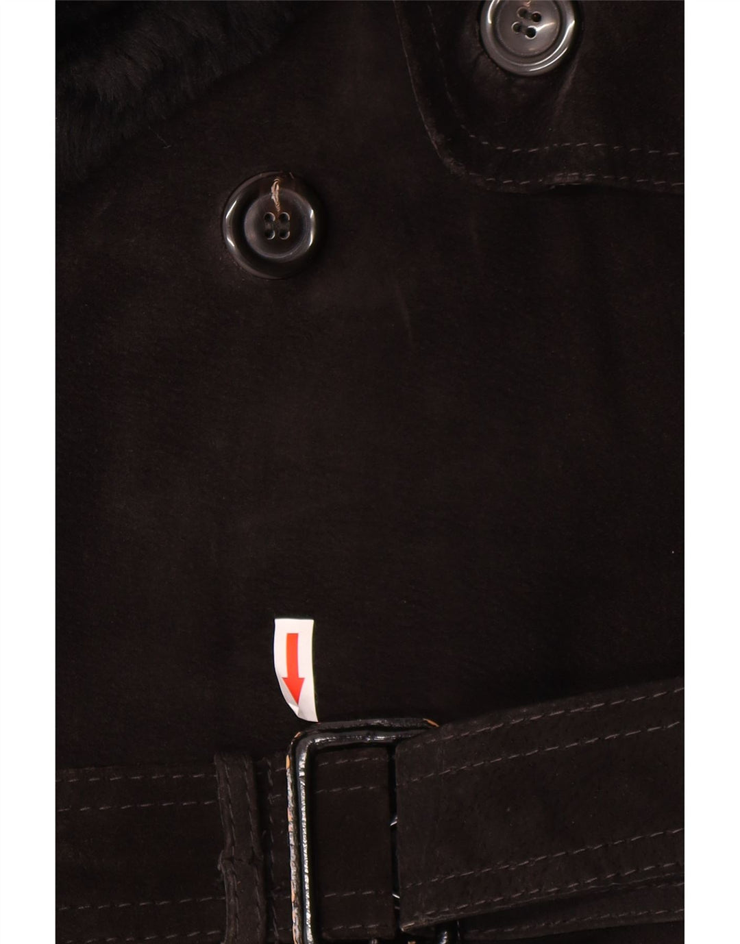 Palton dublu din piele intoarsa vintage pentru femei IT 54 3XL negru