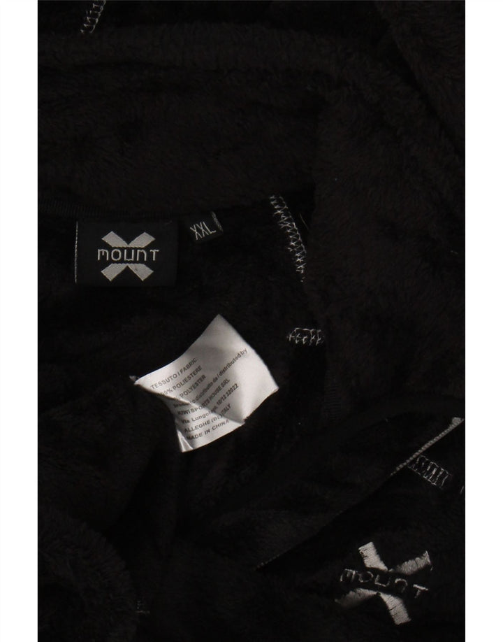 VINTAGE Womens Hooded Fleece Jacket UK 20 2XL Black Polyester
