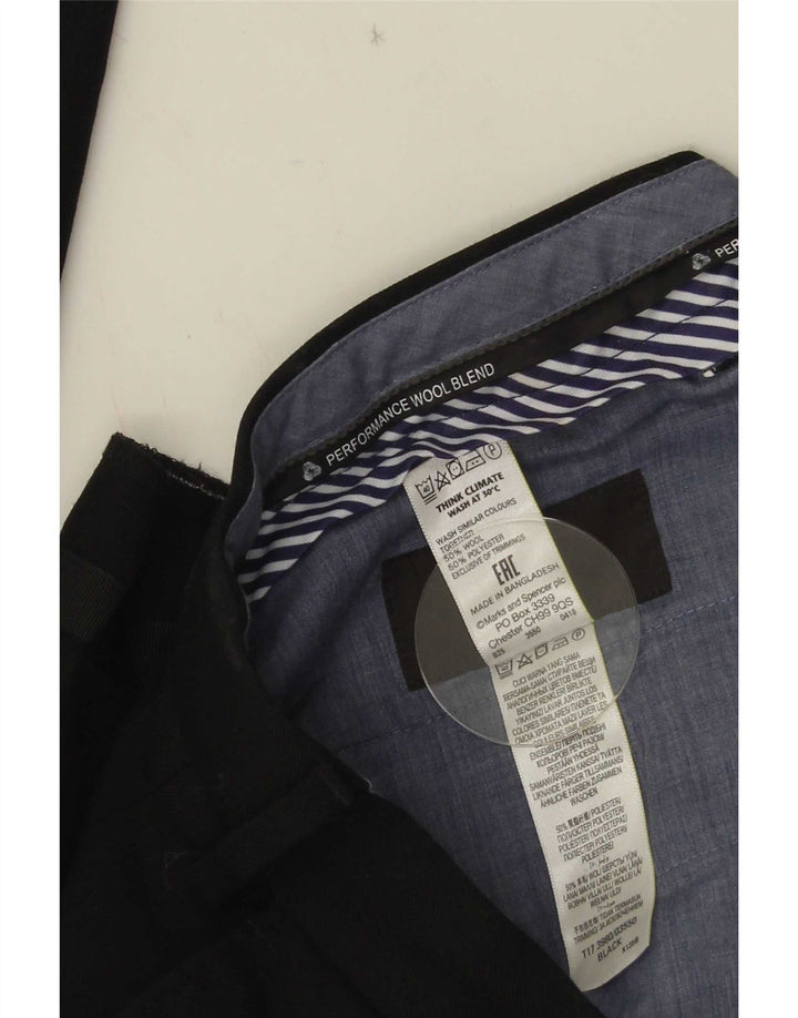 Marks & Spencer Pantaloni drepți pentru bărbați L34 L29 Lână neagră