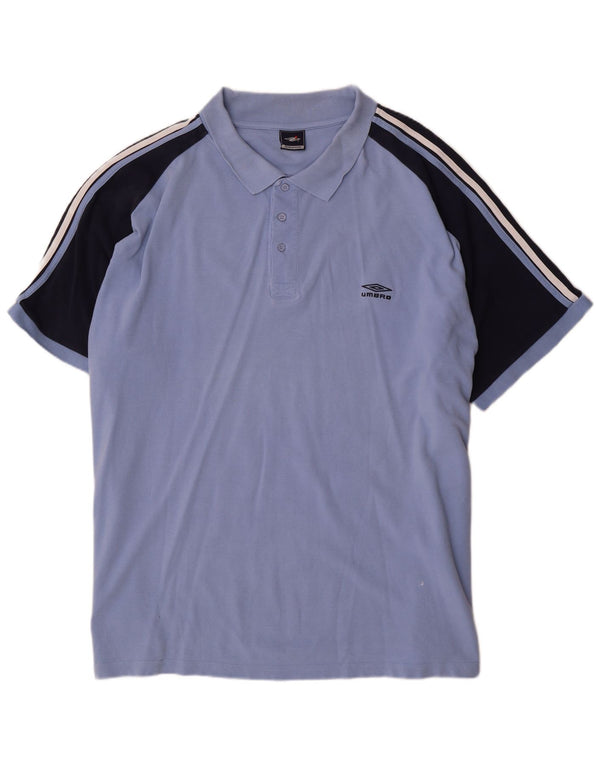 Cămașă polo Umbro pentru bărbați 4XL, bumbac color block, albastru