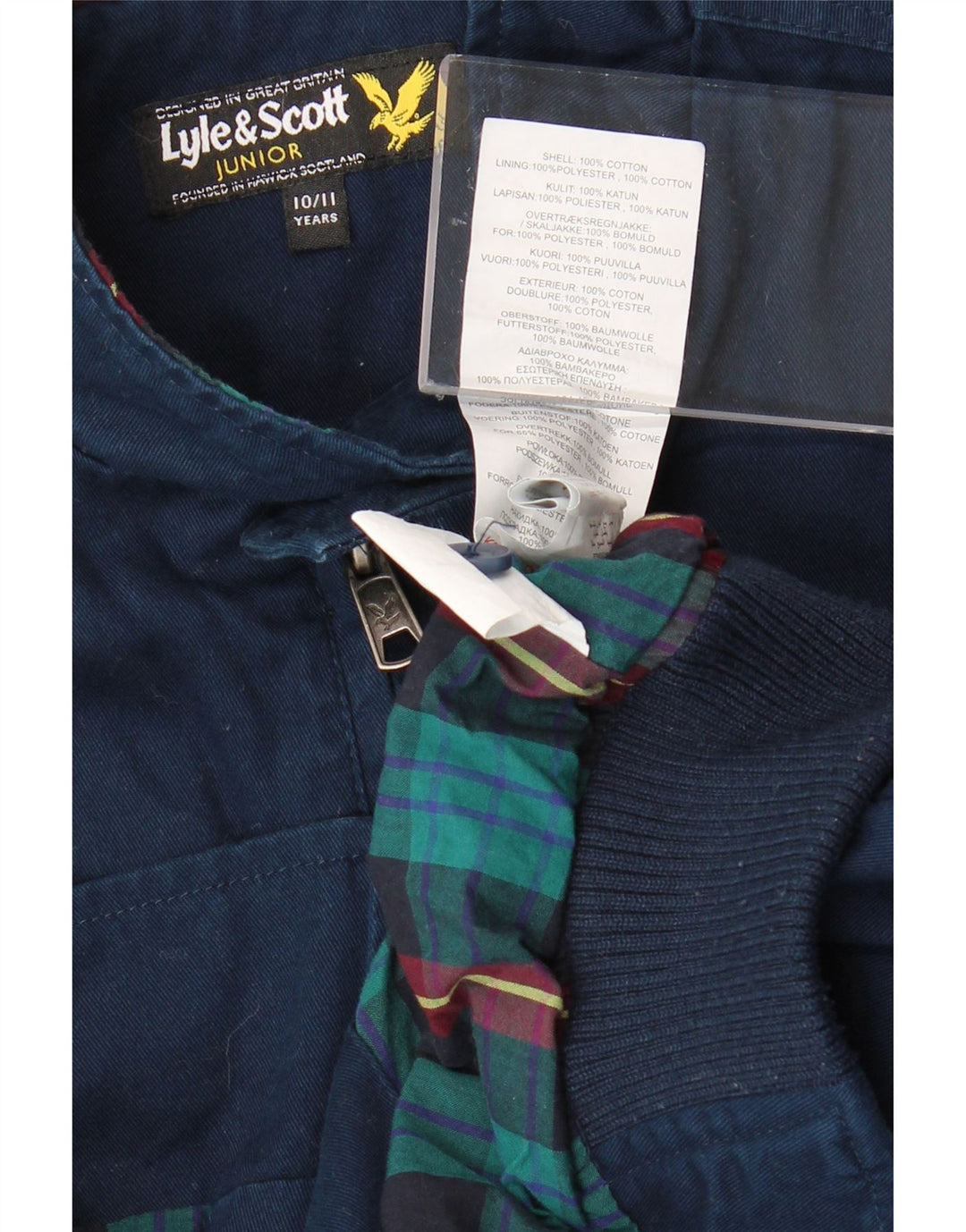 Jachetă bomber Lyle & Scott pentru băieți, 10-11 ani, bumbac bleumarin