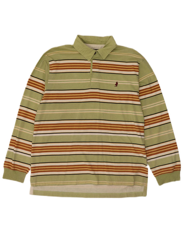 Tricou polo Rugby Marlboro Classics pentru bărbați, bumbac cu dungi verzi mari