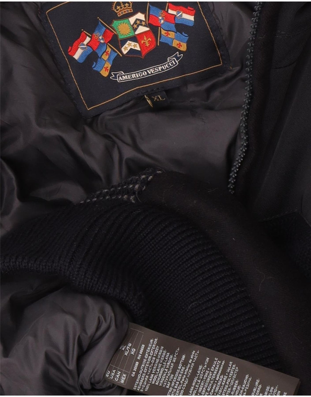 Amerigo Vespucci Bomber Jacket pentru bărbați UK 42 XL Bleumarin Poliester