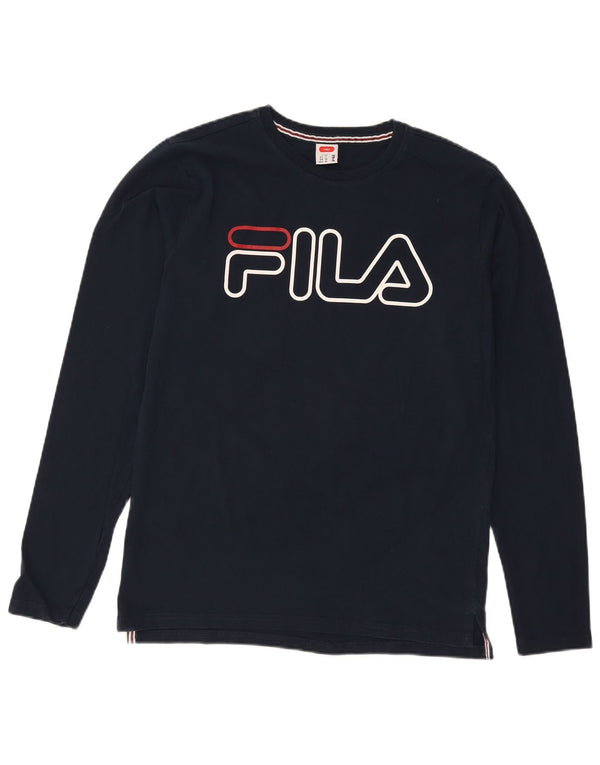 Fila Bărbați Tenis Graphic Top Maneca Lunga IT 50 Medium Bleumarin Bumbac