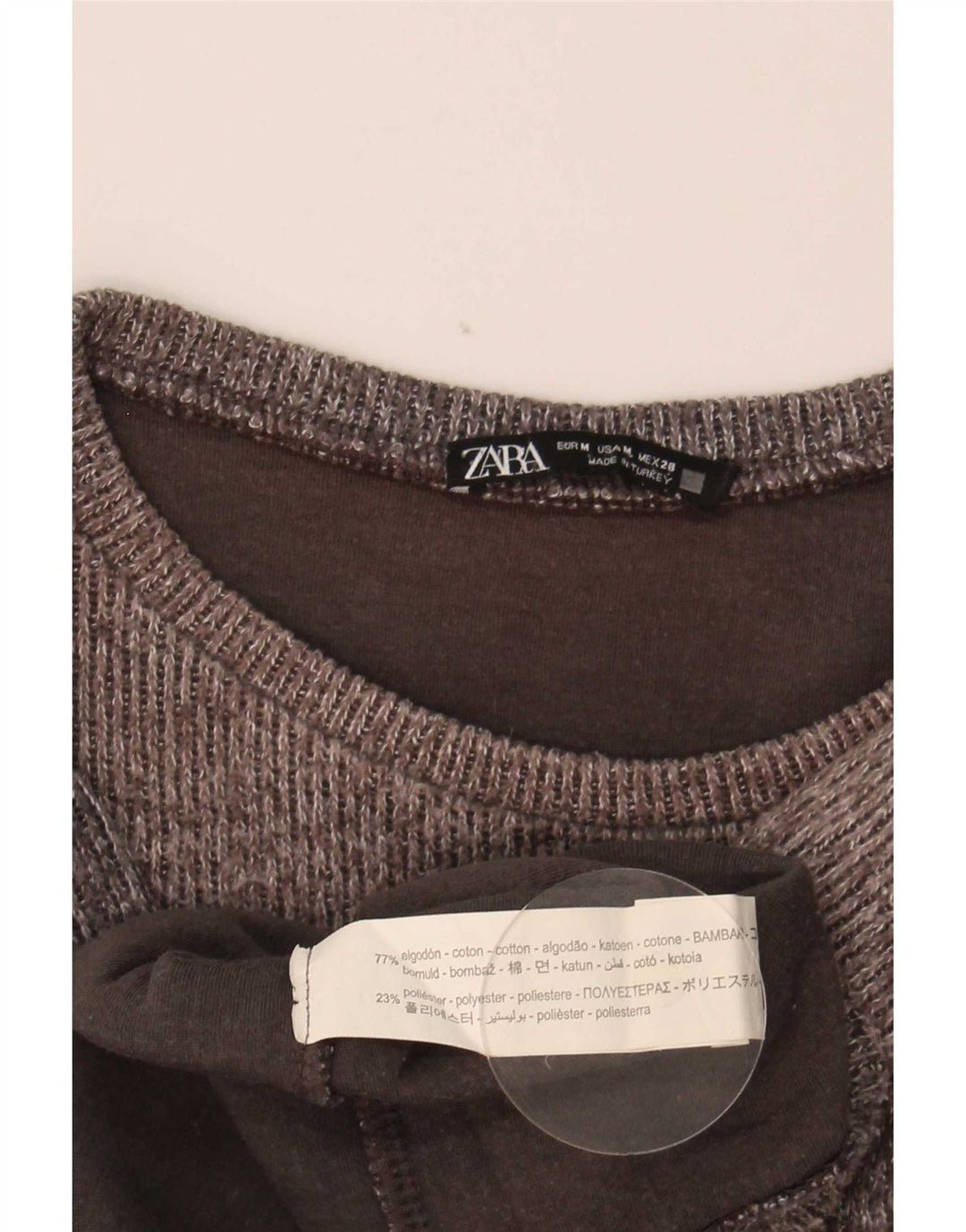 Crop Top pentru femei Zara cu mânecă lungă UK 14, bumbac gri mediu
