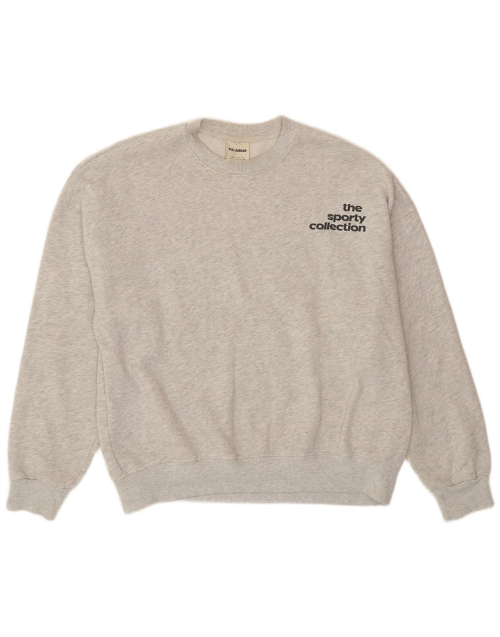 Pull & Bear Pull & Bear Pulover cu grafic pentru femei UK 10 Mic, gri cu pete