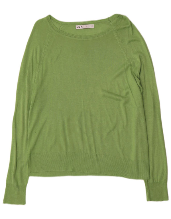 Pulover pentru femei Zara, cu gât de barcă, UK 14, verde mediu