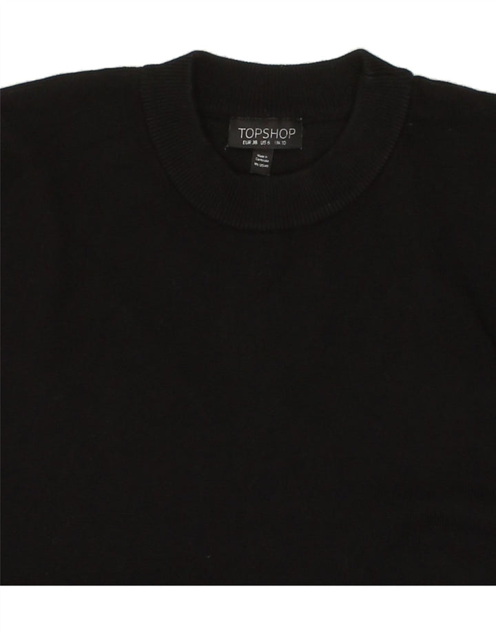 TOPSHOP Womens Oversized Crew Neck Jumper Sweater UK 10 Small Black Vintage Topshop and Second-Hand Topshop from Messina Hembry 