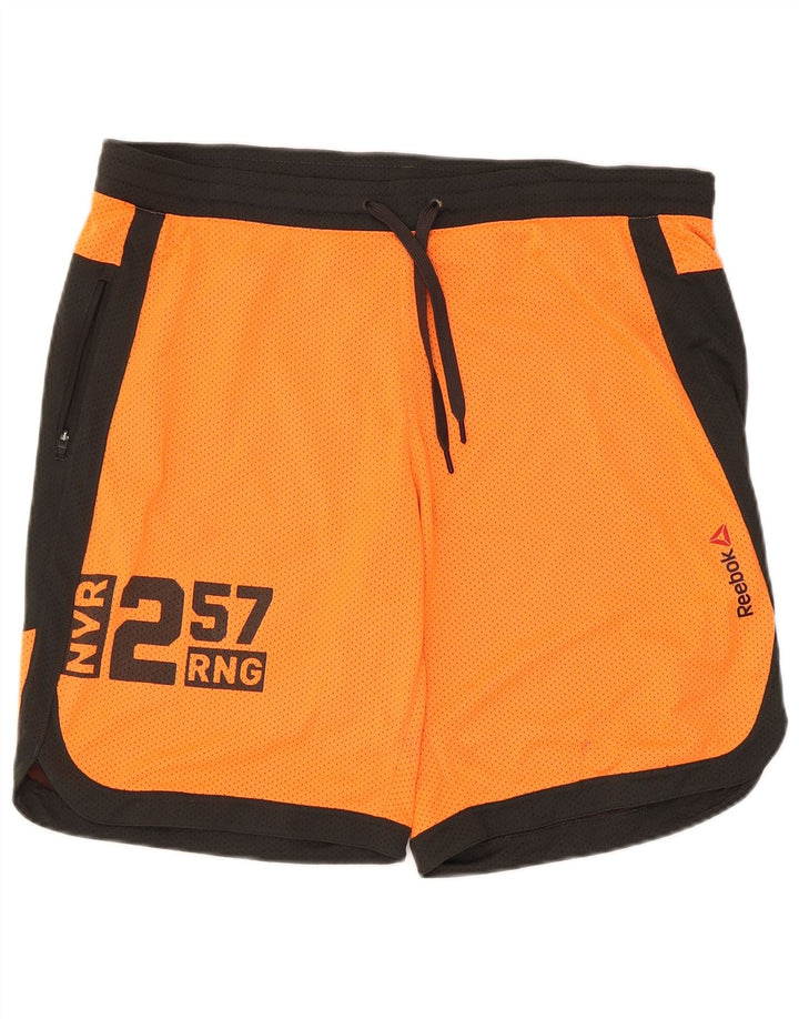 Pantaloni scurți sport grafic Reebok pentru bărbați, portocaliu mediu, poliester