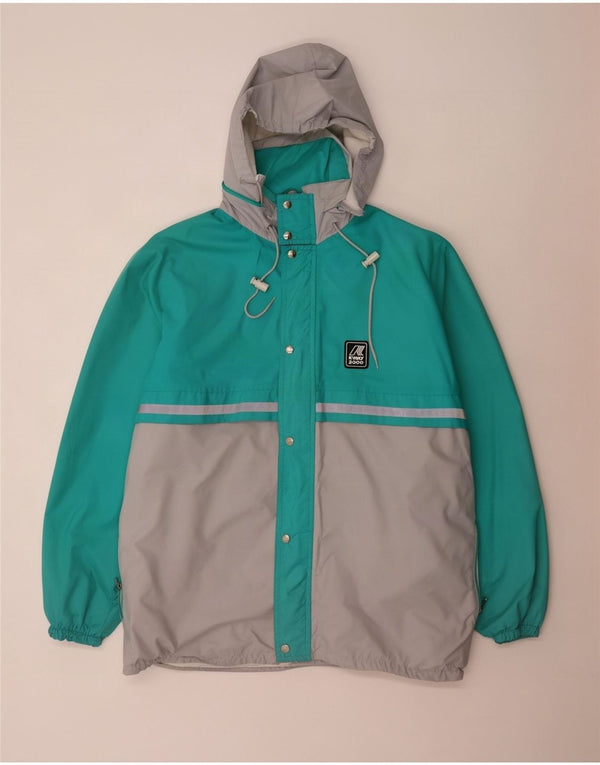 K-Way Mens Hooded Rain Jacket UK 40 Large Turquoise Colourblock Polyamide