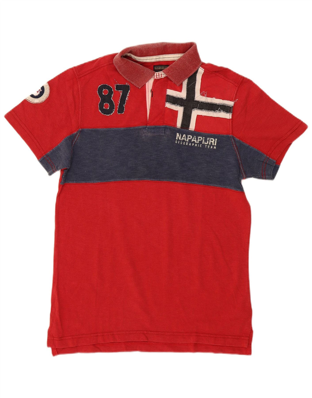 Tricou polo cu grafic Napapijri pentru bărbați, bumbac roșu mediu