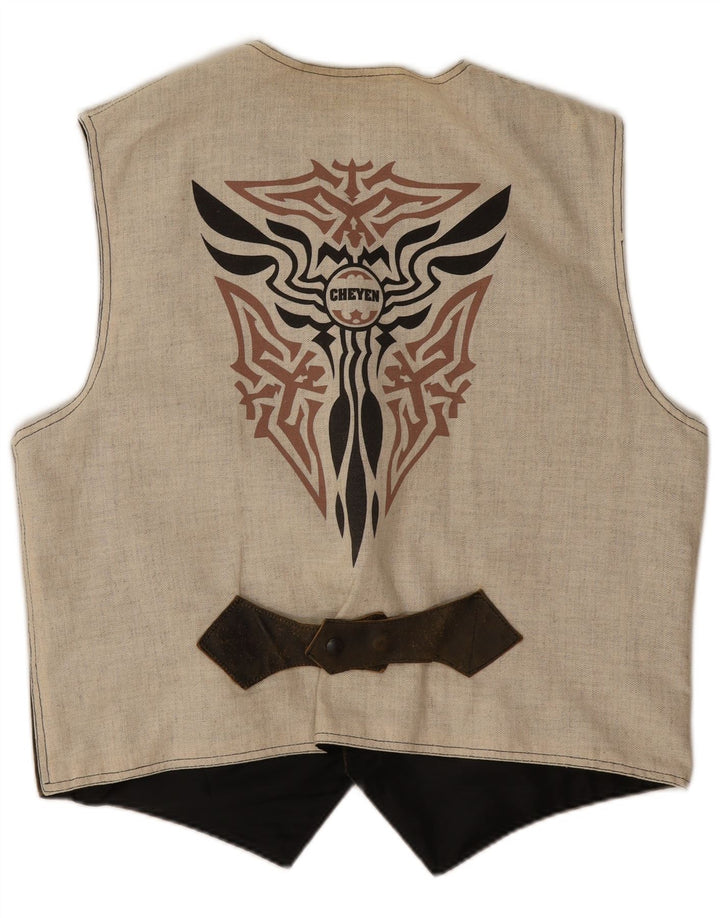 Vestă cu grafică vintage pentru bărbați, kaki mare