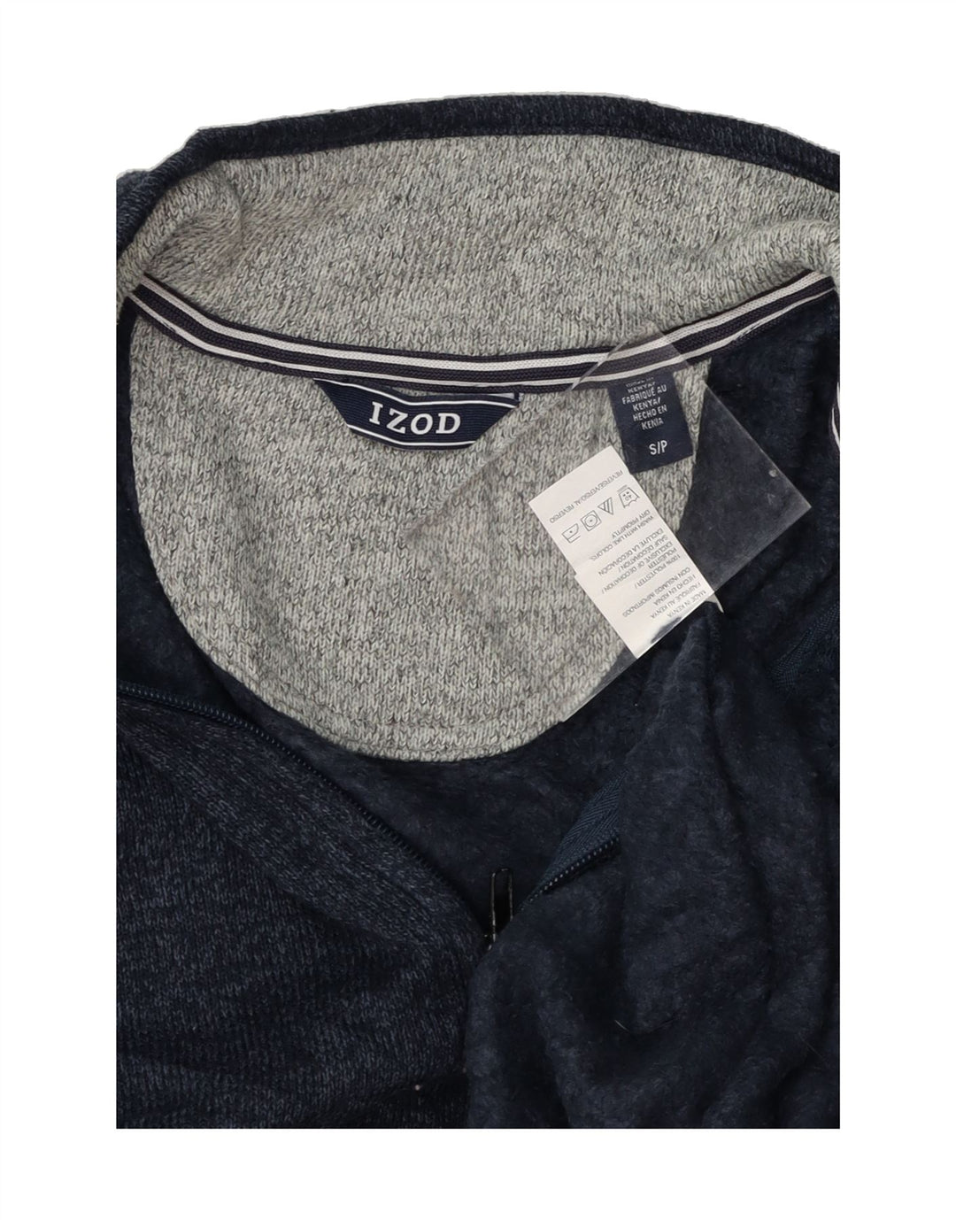 IZOD Mens Zip Neck Sweatshirt Jumper Small Navy Blue Polyester Vintage Izod and Second-Hand Izod from Messina Hembry 