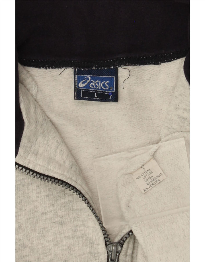 Pulover ASICS pentru bărbați, cu grafic, cu fermoar și gât, bumbac mare, gri