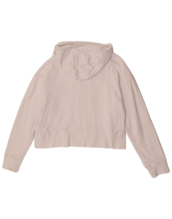 Dkny Pulover oversize cu glugă cu grafic crop pentru femei UK 10 Bumbac alb mic
