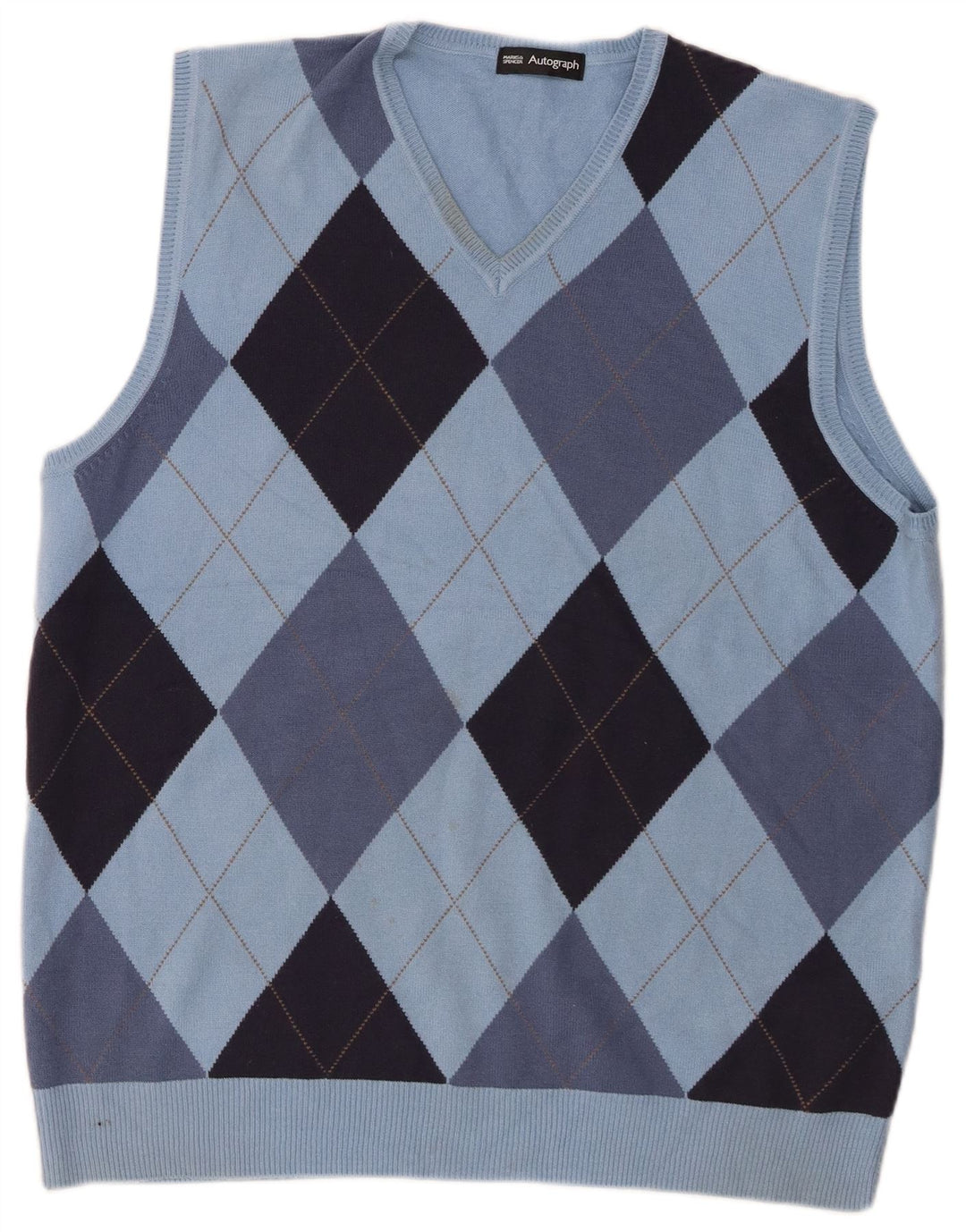 Marks & Spencer Vestă cu autograf pentru bărbați, mare, albastru Argyle/Diamond