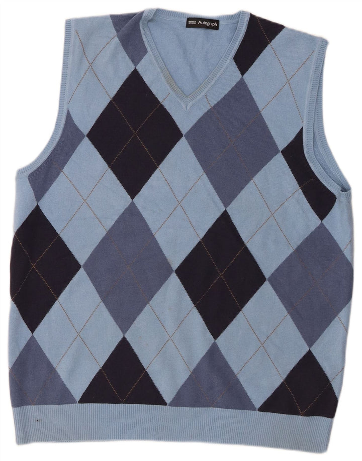 Marks & Spencer Vestă cu autograf pentru bărbați, mare, albastru Argyle/Diamond