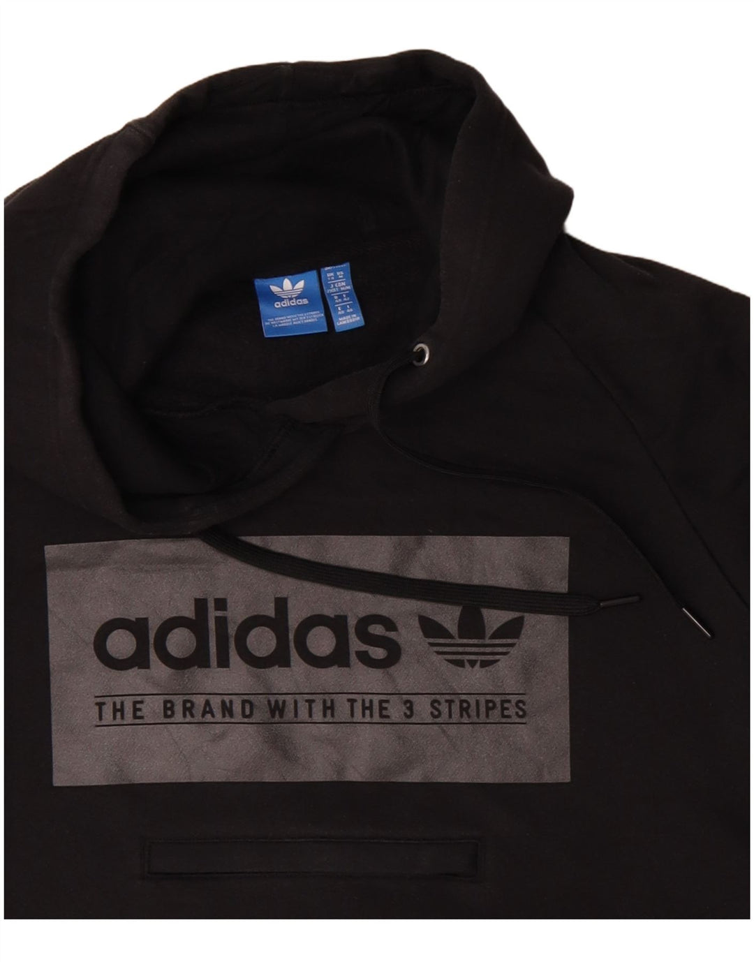 Pulover ADIDAS pentru femei cu capota cu grafică UK 14, bumbac mediu negru