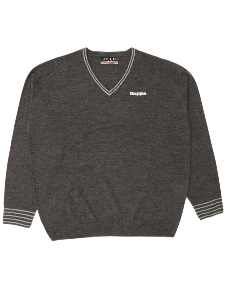 Pulover cu decolteu în V Kappa pentru bărbați, 2XL, gri acrilic