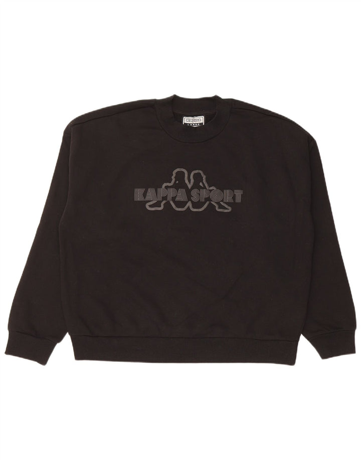 Pulover pentru damă KAPPA, crop supradimensionat, cu grafică, UK 16, mare, negru