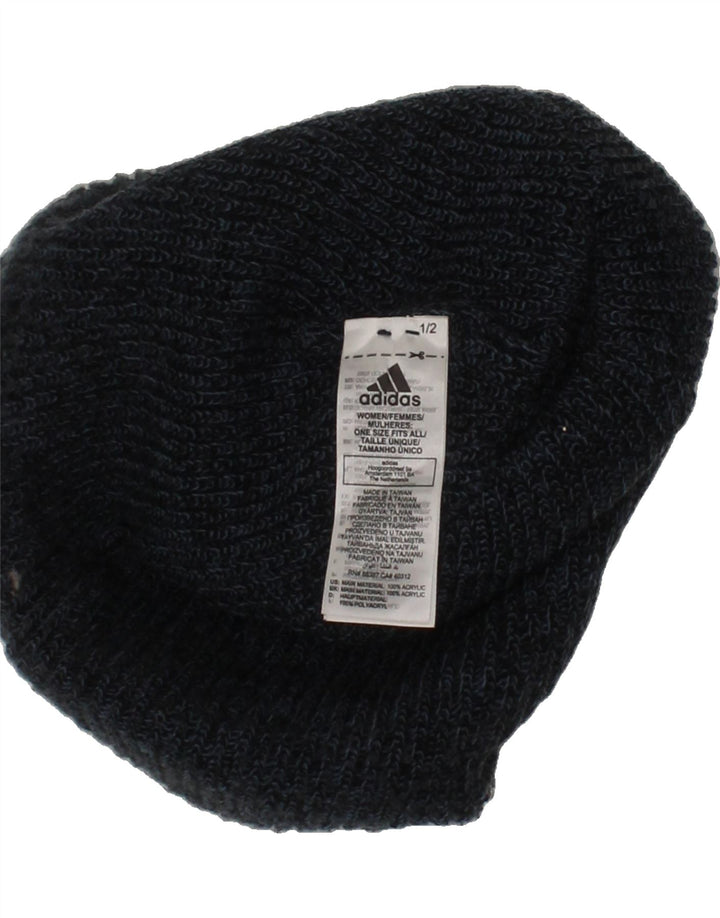 ADIDAS Womens Beanie Hat One Size Navy Blue Acrylic Vintage Adidas and Second-Hand Adidas from Messina Hembry 