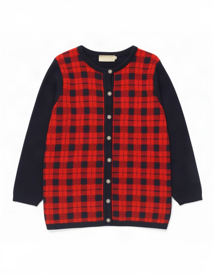 Pulover cardigan pentru femei Edinburgh UK 14 Medium Bluemarin Check Lână