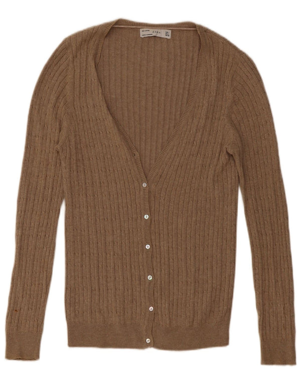 Pulover cardigan pentru femei Zara UK 14 mare, bej, bumbac