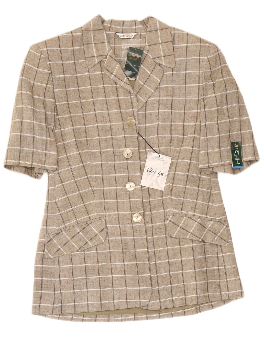 Cardigan cu mânecă scurtă pentru femei St. Bernard UK 12 Medium Brown Check
