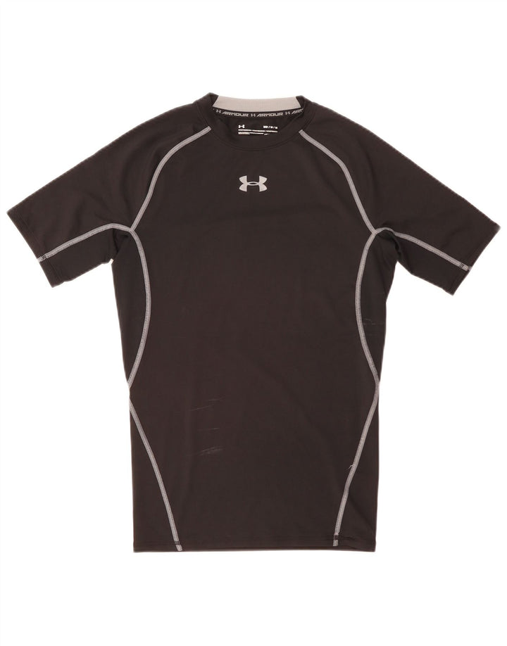 Tricou Under Armour pentru bărbați de compresie Top Mediu Negru cu dungi