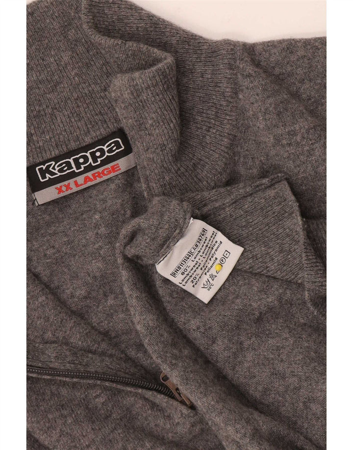 Pulover Kappa pentru bărbați, cu fermoar și gât, 2XL, lână de miel gri