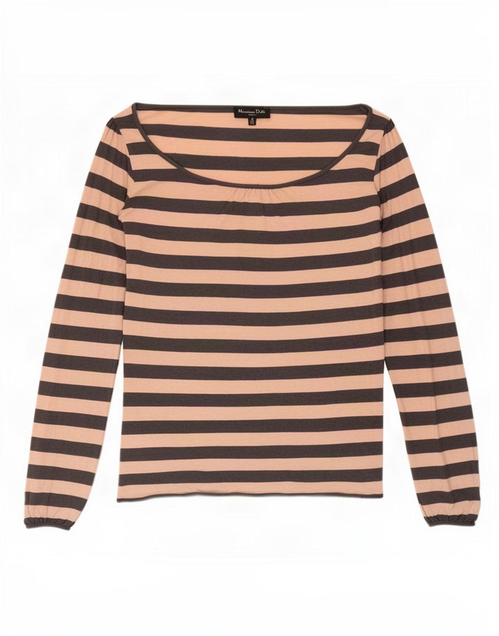 Top pentru femei Massimo Dutti cu mânecă lungă UK 10 mic roz, viscoză cu dungi