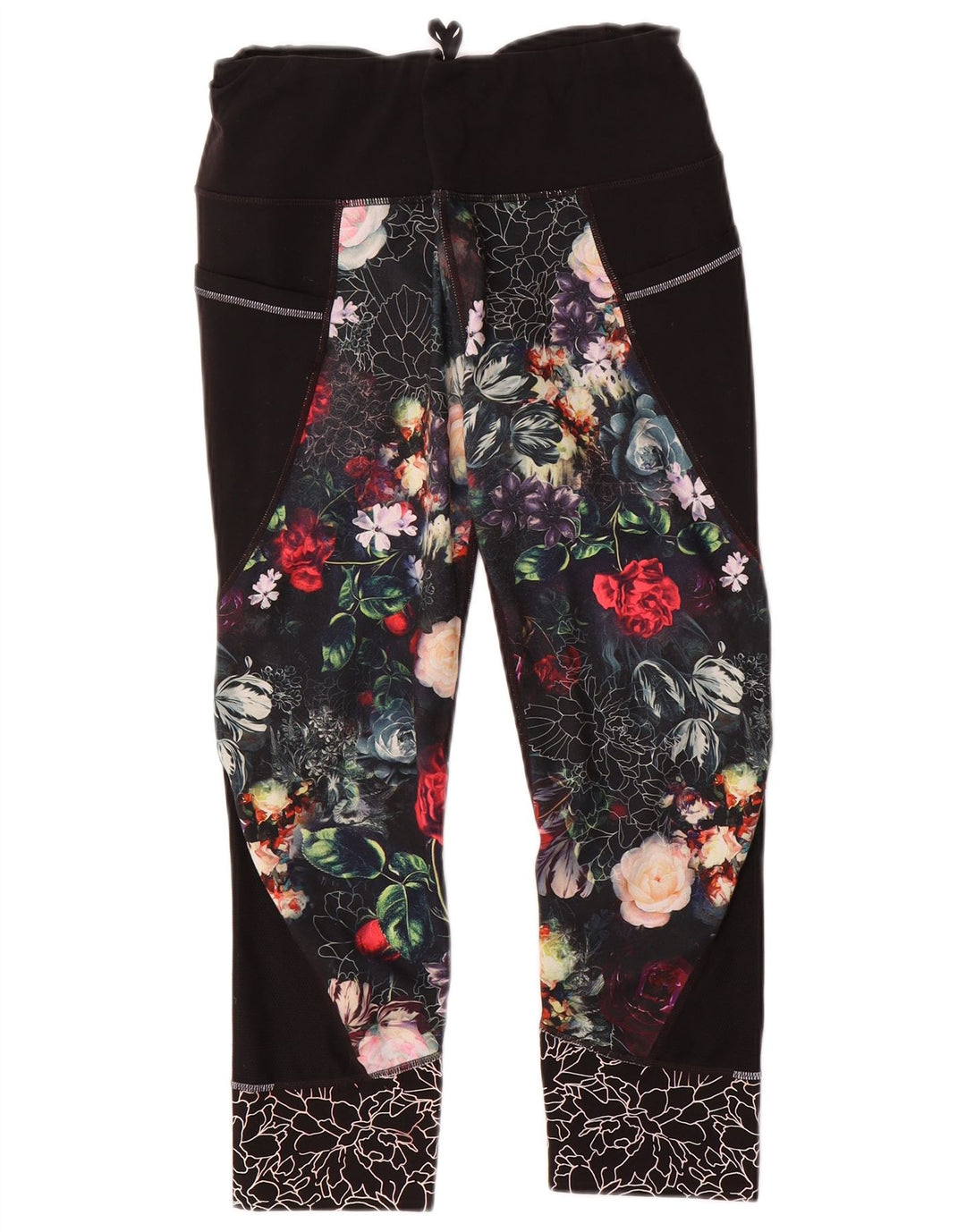 Leggings crop pentru femei Athleta UK 14 Medium Black Floral Poliester