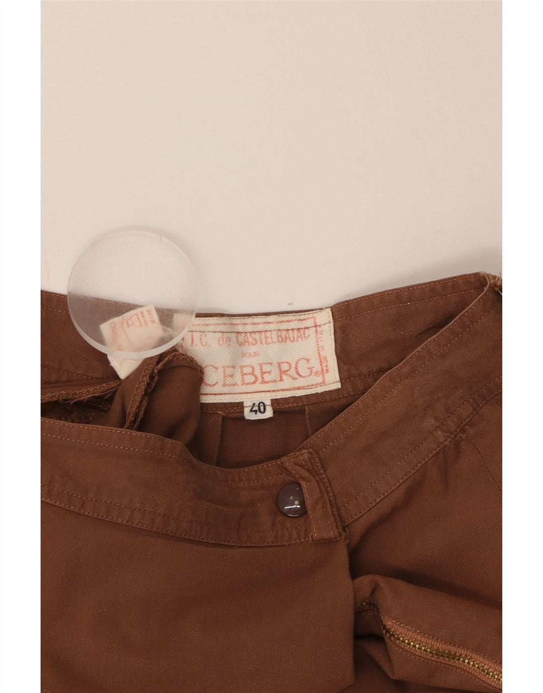 Fustă A-Line ICEBERG pentru femei cu talie înaltă IT 40 Small W24 Bumbac maro