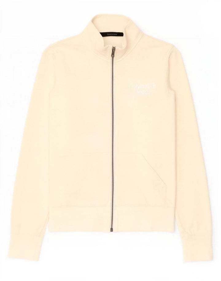 Jachetă de top pentru trening Calvin Klein Jeans pentru femei UK 12 Medium Off White