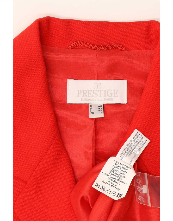 Jachetă Prestige pentru femei cu 3 nasturi, UK 14, roșu mediu, lână virgină florală