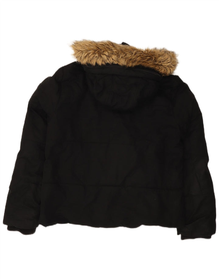 Jachetă căptușită cu glugă Jack Wills pentru femei UK 14 Poliester negru mare