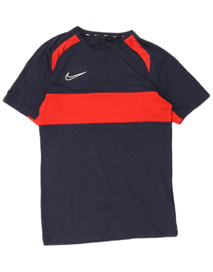 Tricou Nike Dri Fit pentru bărbați Top mic, albastru bleumarin, poliester color bloc