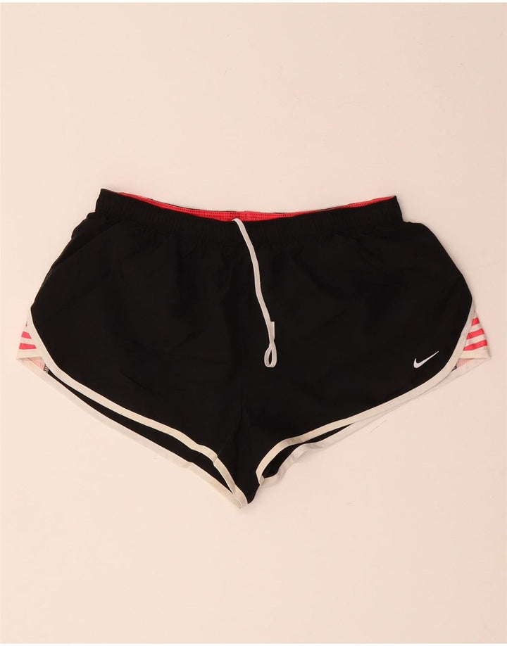 Pantaloni scurti sport NIKE Dri Fit pentru femei UK 12 Poliester cu dungi negre medii