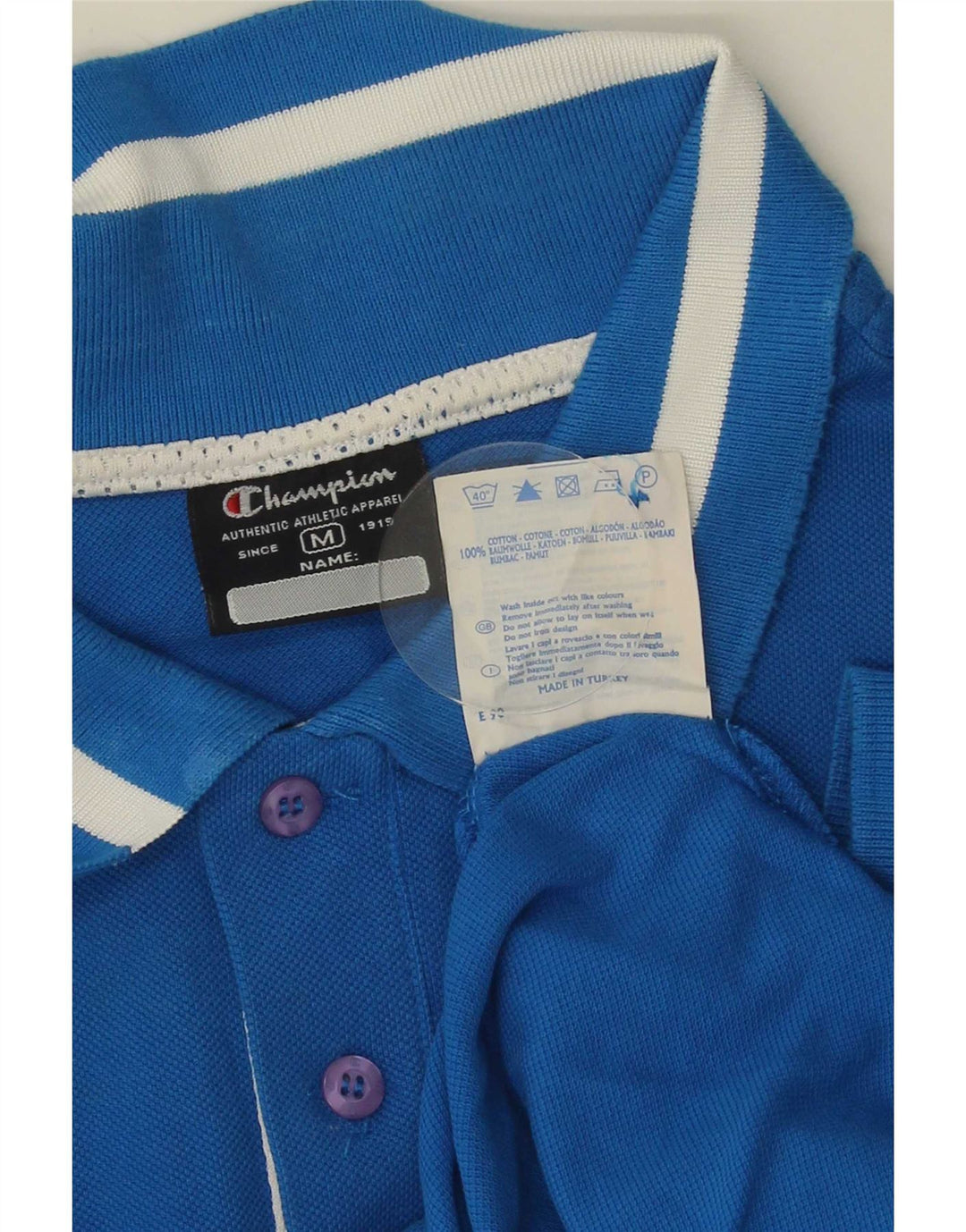 Tricou polo Champion pentru bărbați, bumbac cu dungi albastre medii