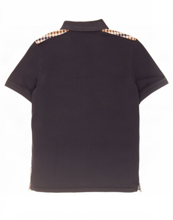 Tricou polo pentru bărbați Aquascutum, mare, din bumbac cu carouri bleumarin
