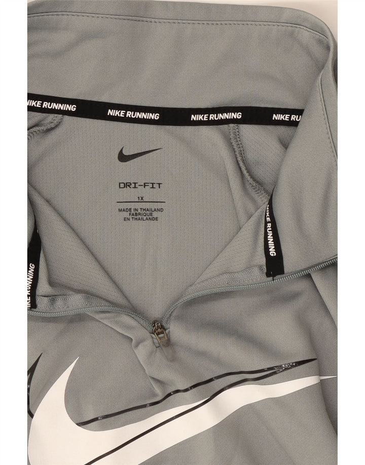NIKE Womens Oversized Graphic Zip Neck Sweatshirt Jumper UK 18 XL Grey Vintage Nike and Second-Hand Nike from Messina Hembry 