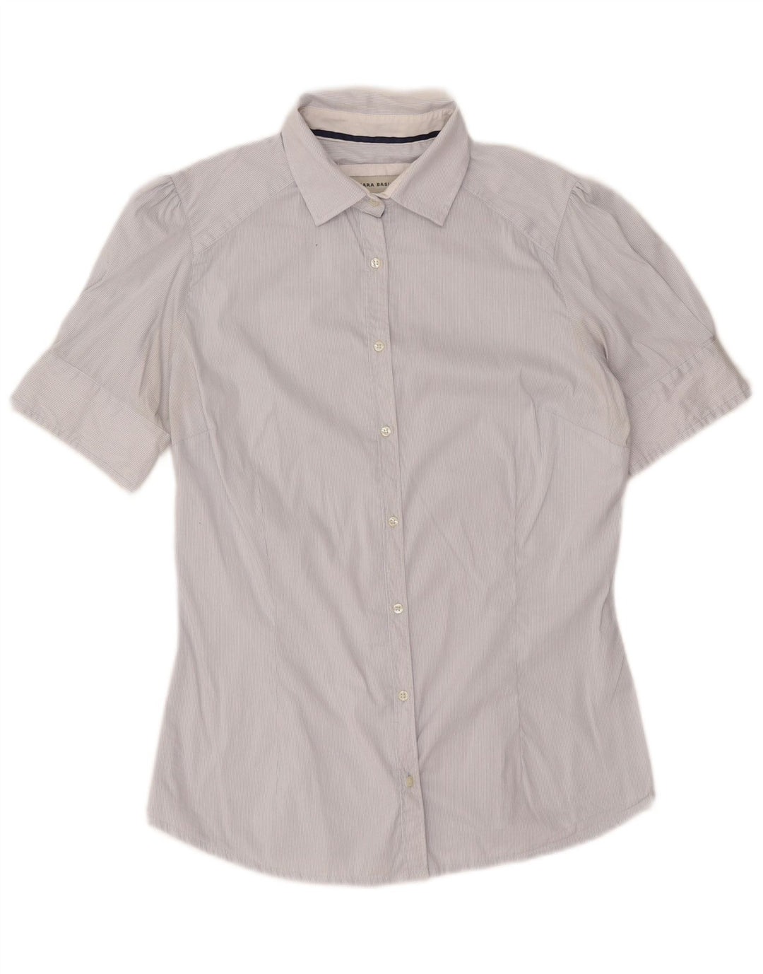Cămașă cu mânecă scurtă pentru femei Zara UK 14 Medium White Pinstripe